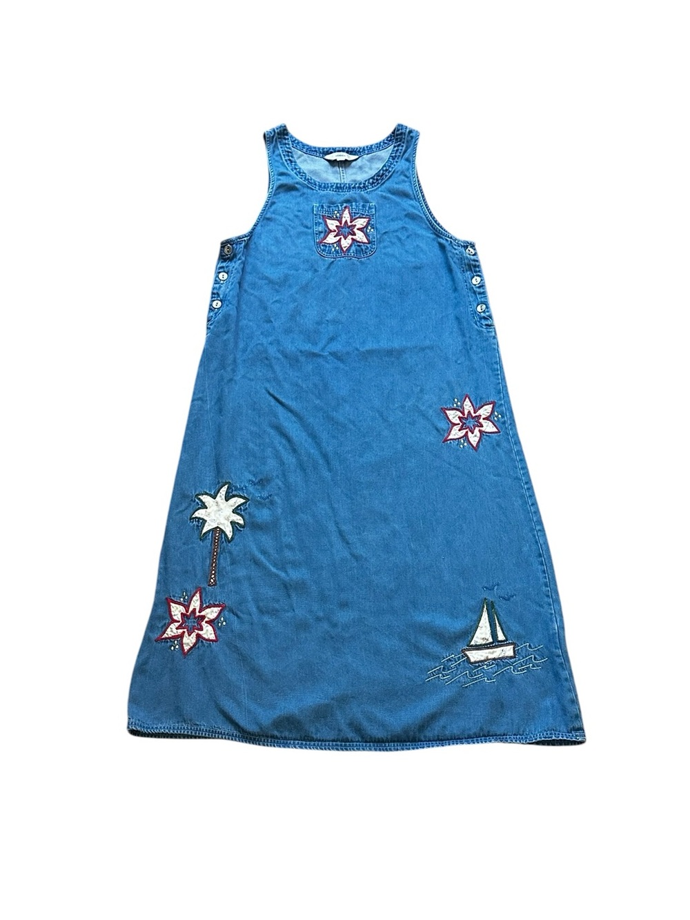 Amy K Su AKS Jumper Maxi Dress Blue Chambray 90s Teacher Coastal Summer